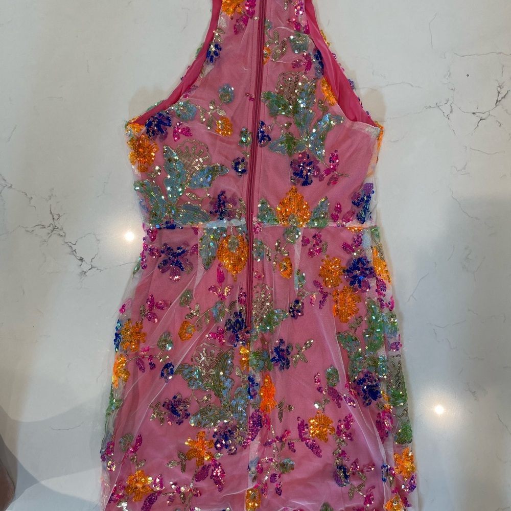 VICI Zelia Sequin Mini Dress Floral Embellished Women’s Dress - Picture 2 of 4